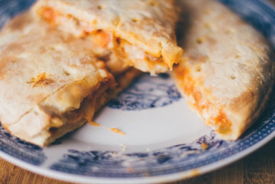 Calzone cut open